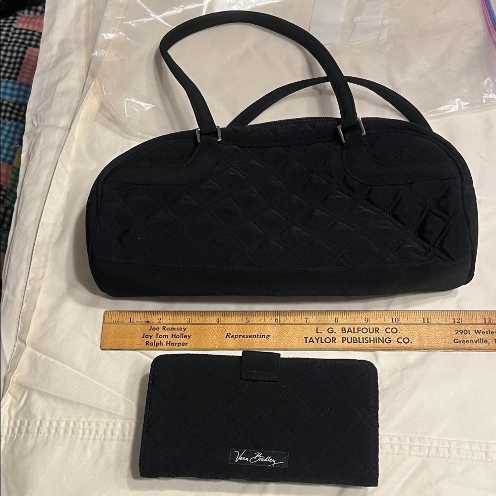 Vera Bradley Black Quilted Shoulder Bag and Wallet